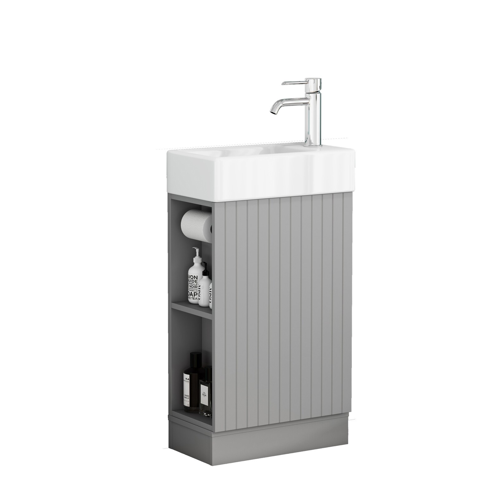 Voľne stojaca skrinka s umývadlom Houseland Ruvin 46 cm sivá