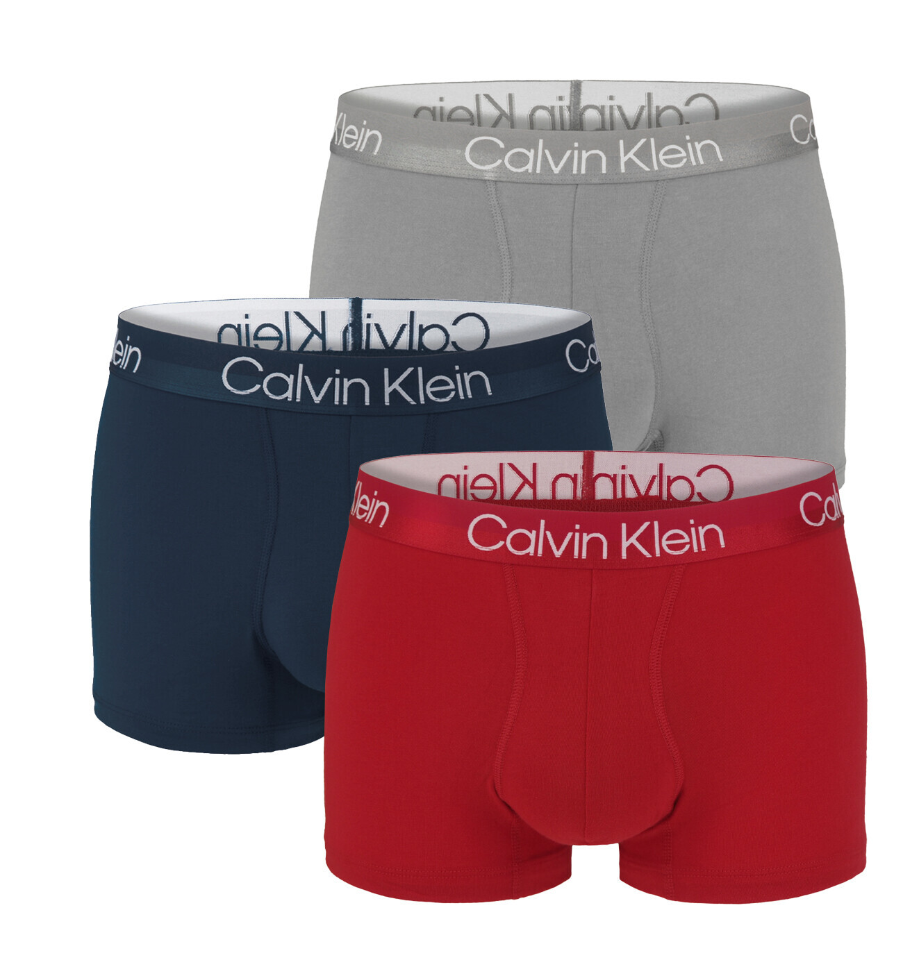 Calvin Klein - boxerky 3PACK modern structure eco friendly navy stone & burgundy - limitovaná edícia