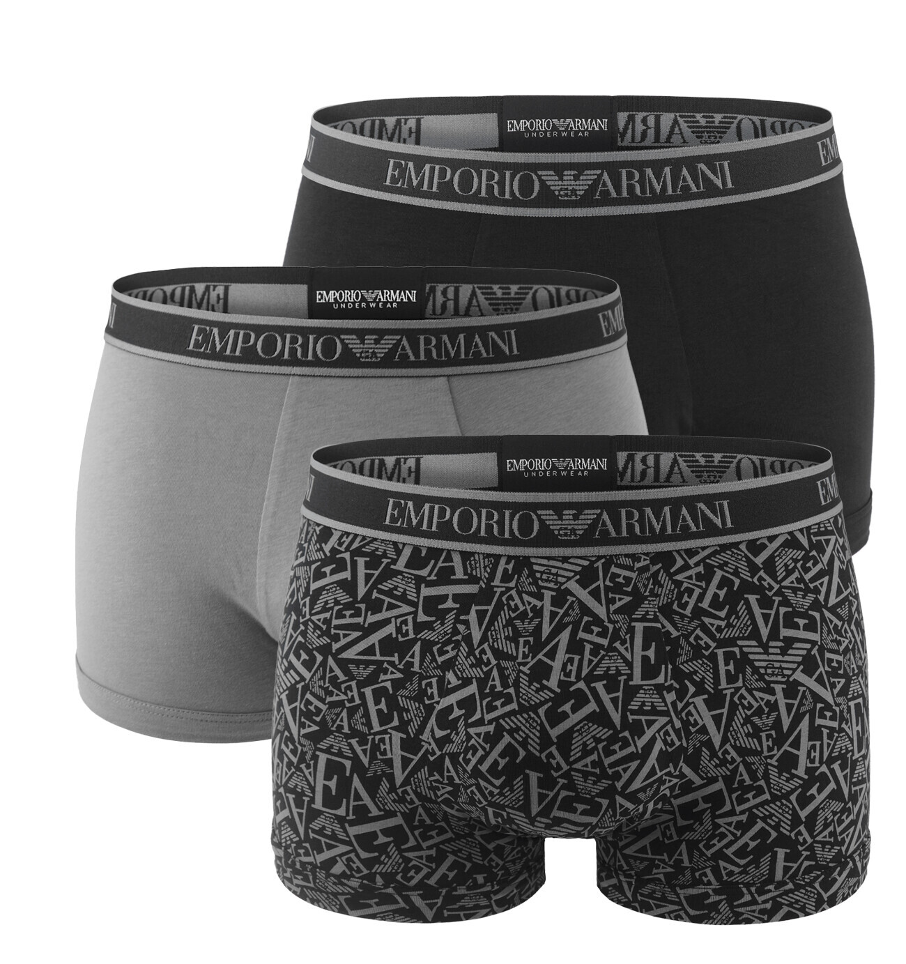 EMPORIO ARMANI - boxerky 3PACK stretch cotton iconic Armani logo shade tones