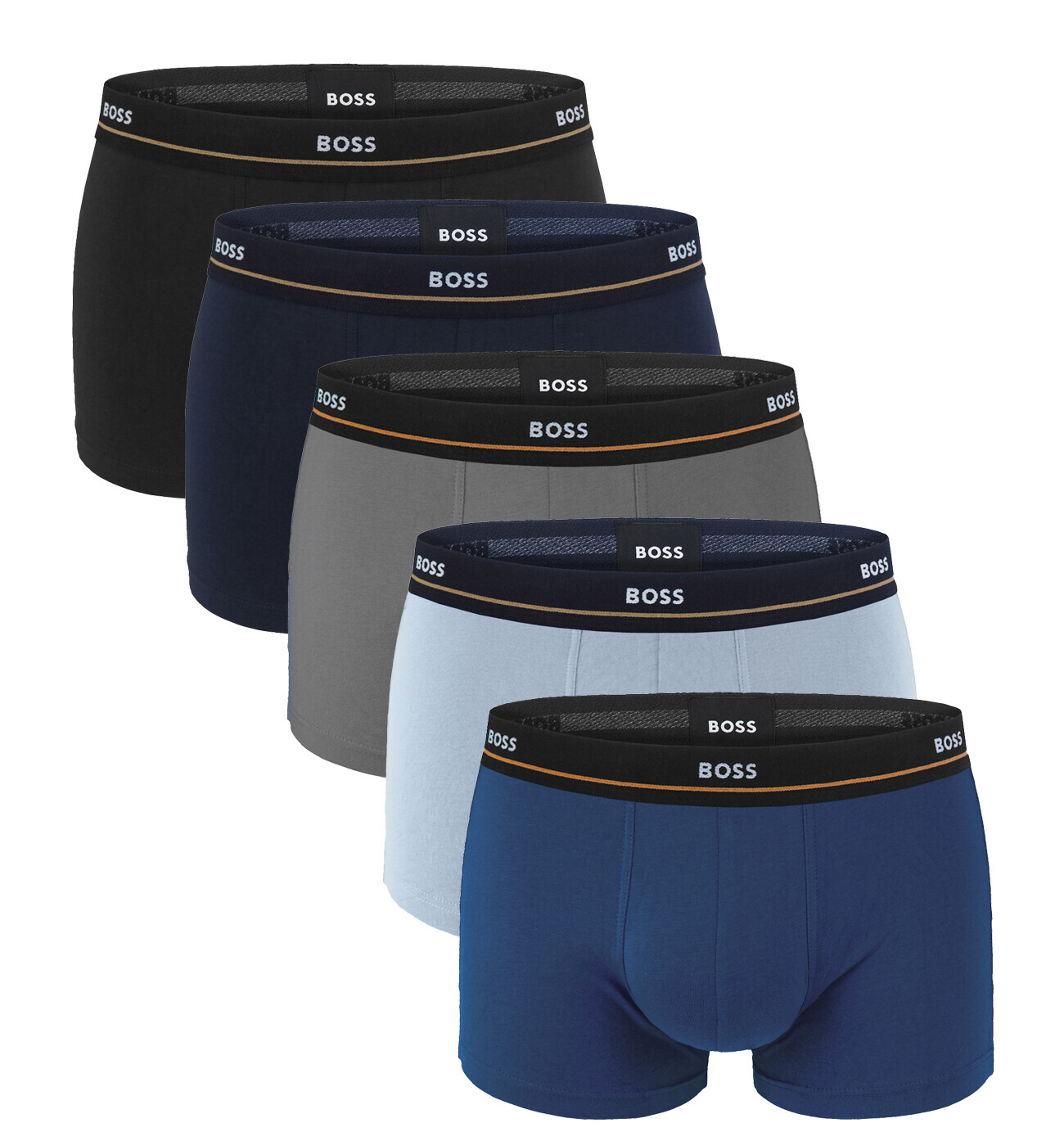 BOSS - boxerky 5PACK essential cotton stretch dark color & blue tones