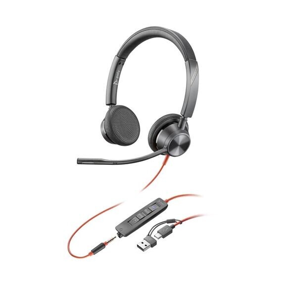 HP Poly Blackwire 3325 MS Teams náhlavná súprava, 3.5 mm jack + USB-CA adaptér, stereo 8X222AA
