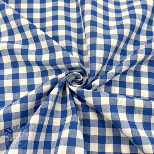 Bavlnená látka Check sky