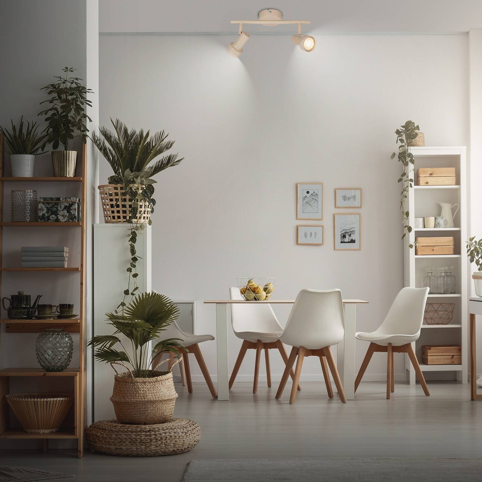 Stropné bodové svetlá Tapp, béžové, dĺžka 28 cm, 2-pl., kovové GU10