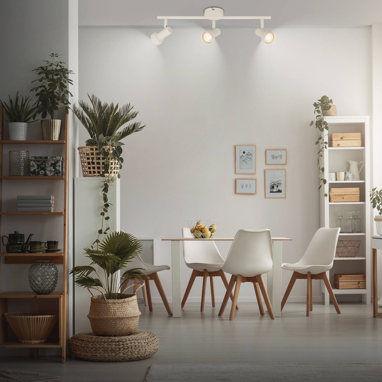 Stropné bodové svetlá Tapp, biele, dĺžka 48 cm, 3-pl., kovové, GU10