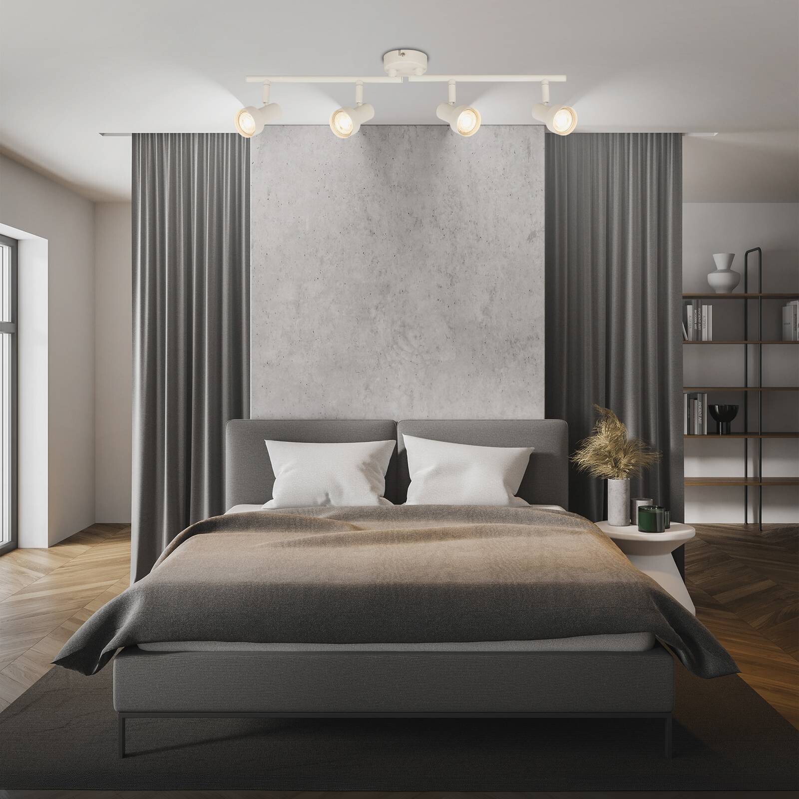 Stropné bodové svetlá Tapp, biele, dĺžka 61 cm, 4-pl., kov, GU10