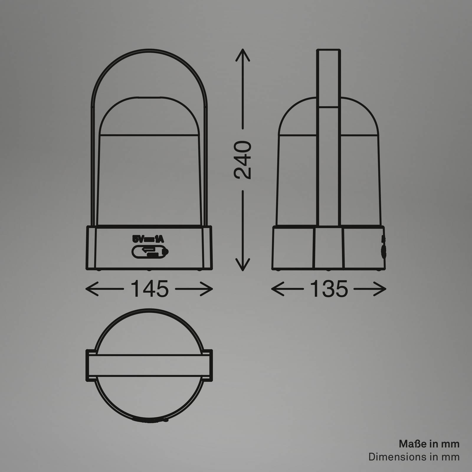 stolová LED lampa ASA BIG, bronzová/biela, výška 24 cm, IP44