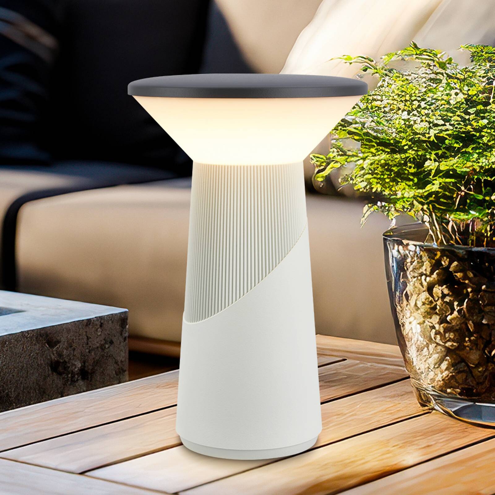 stolová LED lampa na batérie Pilia antracitová/svetlošedá Výška 24 cm IP44