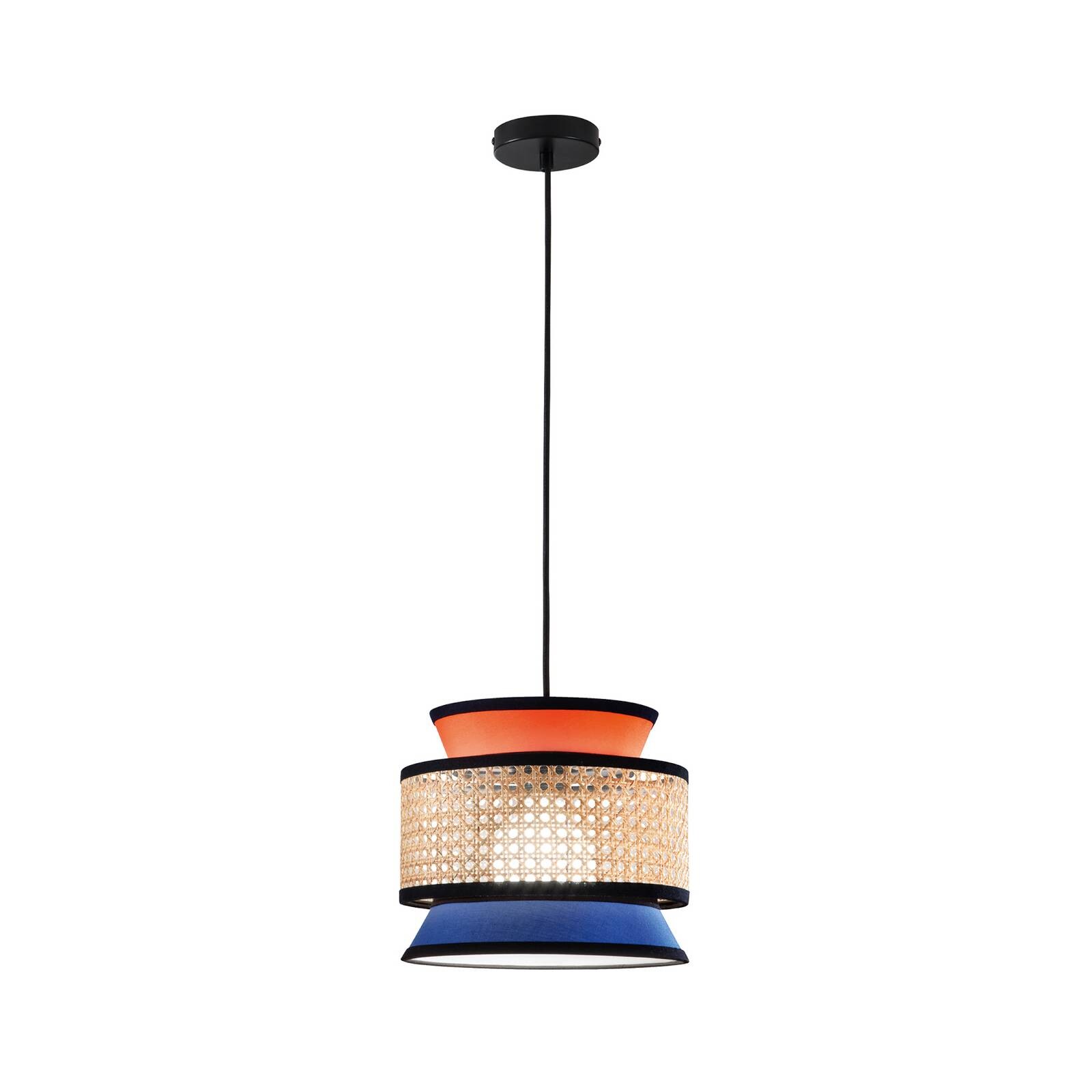 Svietidlo Gazebo, oranžová/modrá/prírodná, Ø 26 cm, látka/rattan