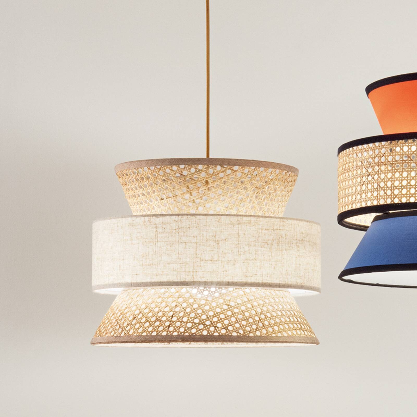 Svietidlo Gazebo, prírodná/béžová, Ø 40 cm, ratan/látka