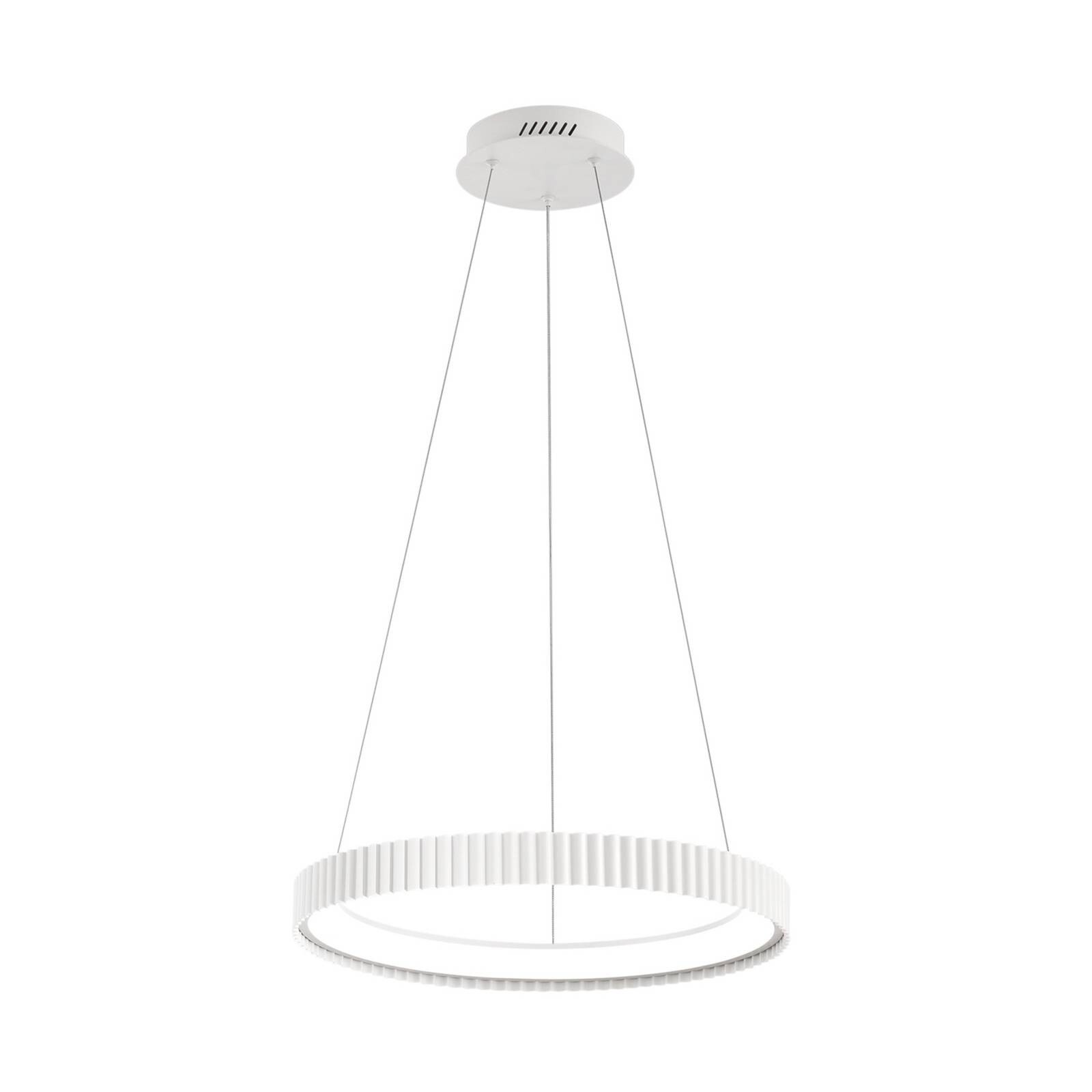 LED závesné svietidlo Niike, biele, Ø 50 cm, kov, CCT