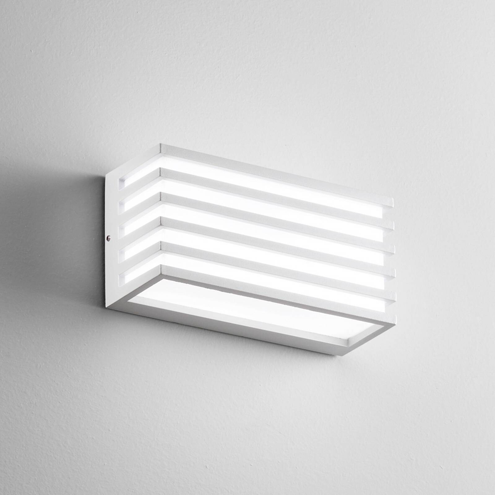 LED vonkajšie nástenné svietidlo Dukrot, biela, šírka 22 cm, kov