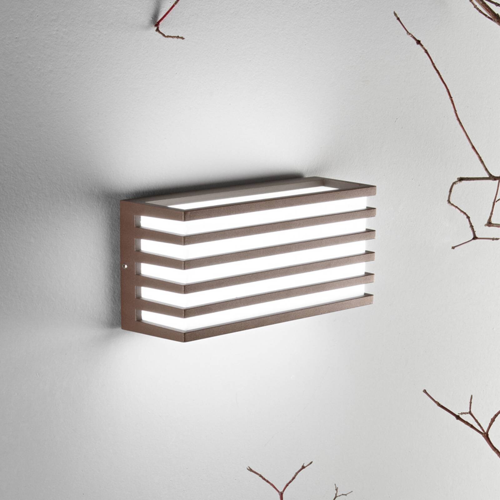 LED vonkajšie nástenné svietidlo Dukrot, bronzová, šírka 22 cm, kov