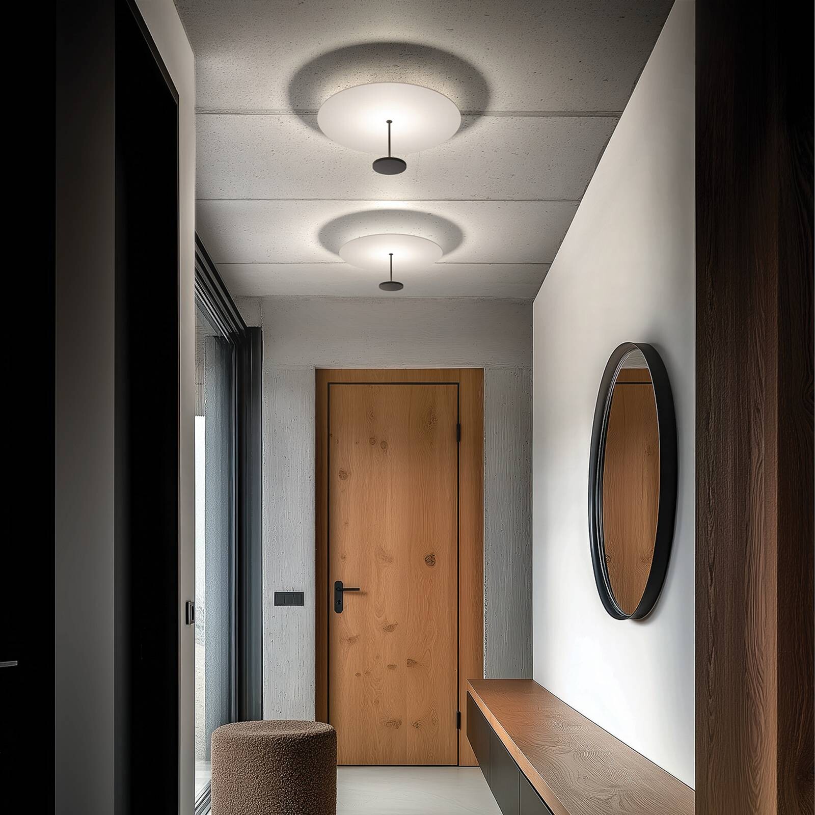 stropné LED svetlo Stilo_S, čierne, Ø 55 cm