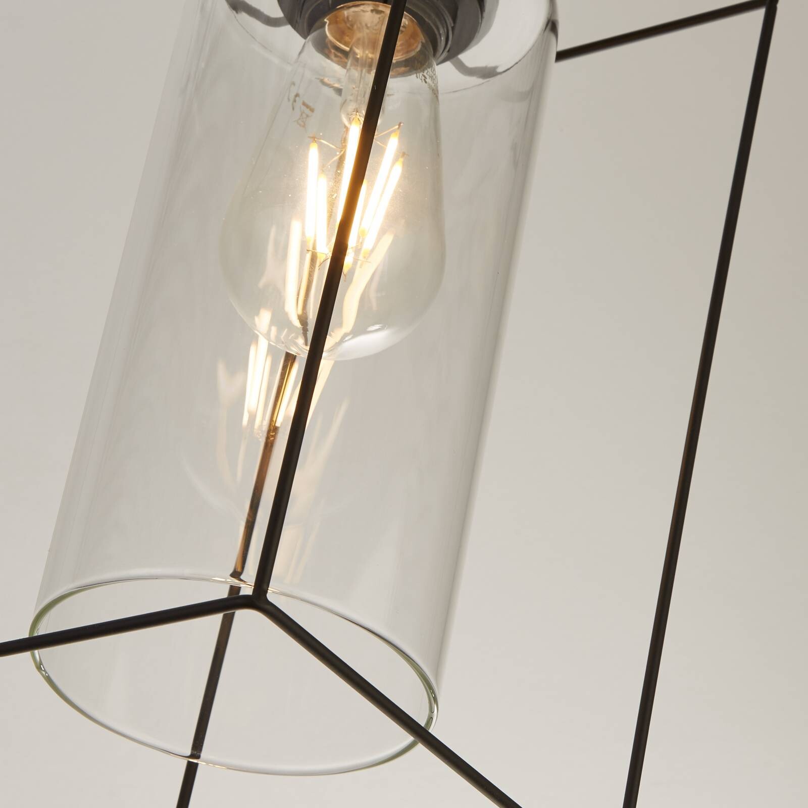 Závesné svietidlo Vesperon, transparentné, sklo, 3-pl., 75 cm