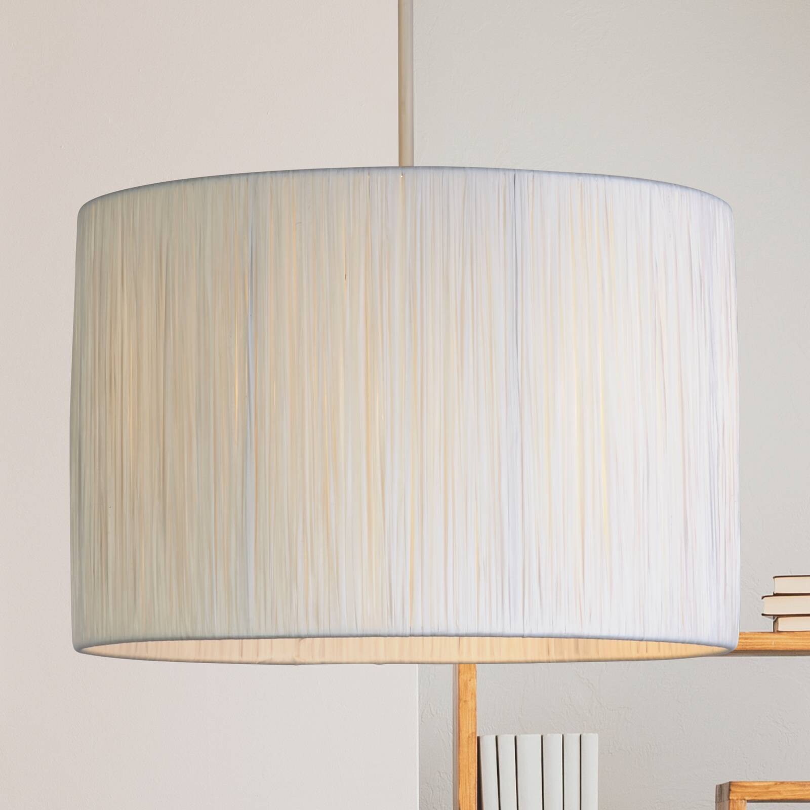 Závesné svietidlo Morianna, biele, tkanina z ramenu, Ø 30 cm, E27