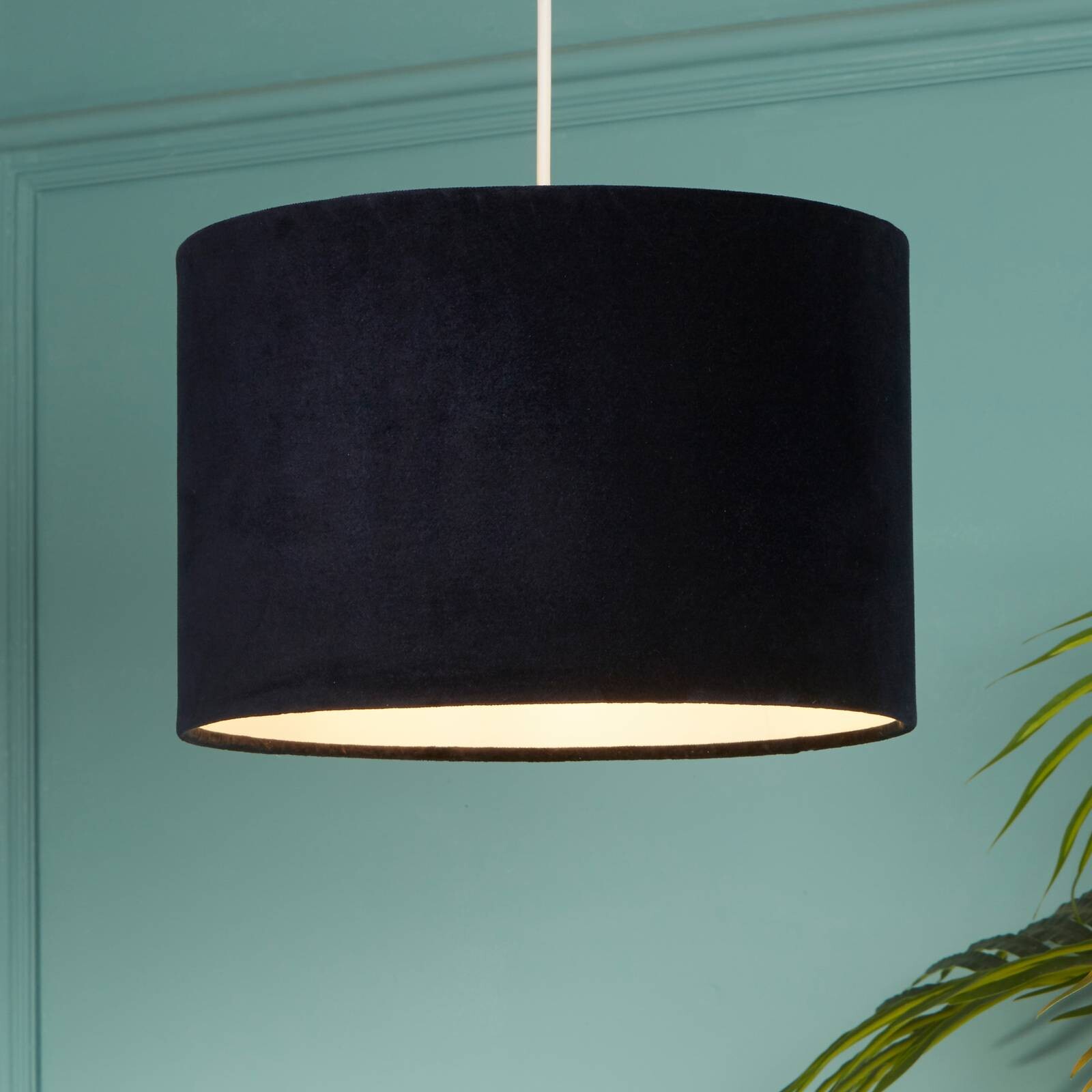 Závesné svietidlo Mersana, Ø 30 cm, tmavomodrá, zamat, E27