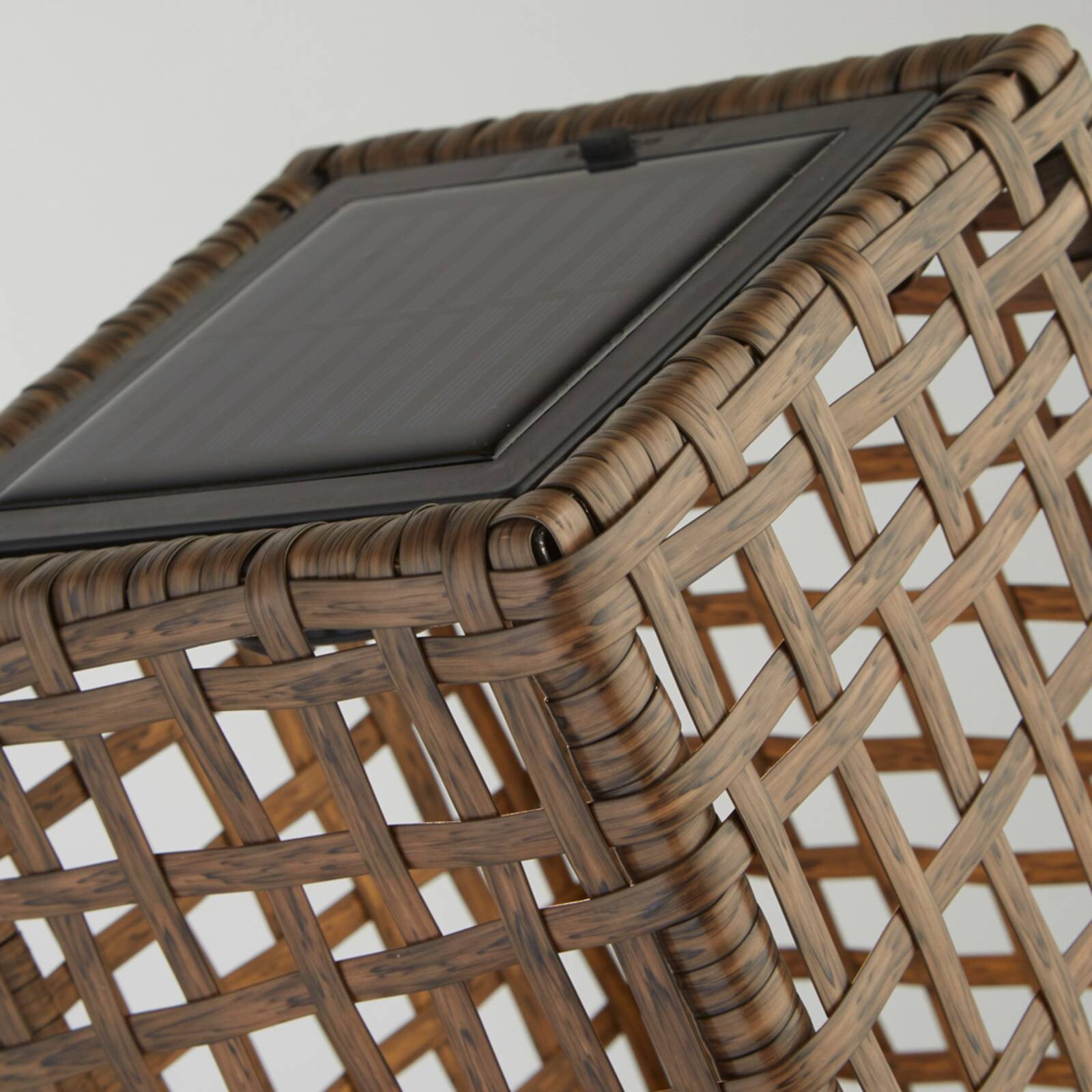 Solárne LED terasové svietidlo Marcjanna, hnedé, ratan, 47 cm