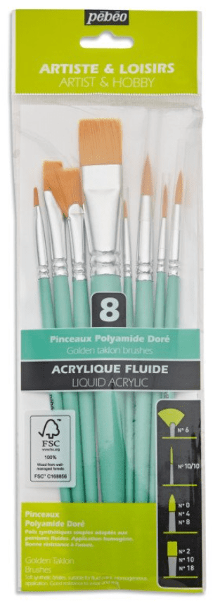 PÉBÉO - Sada štetcov pre akrylové farby 8 ks