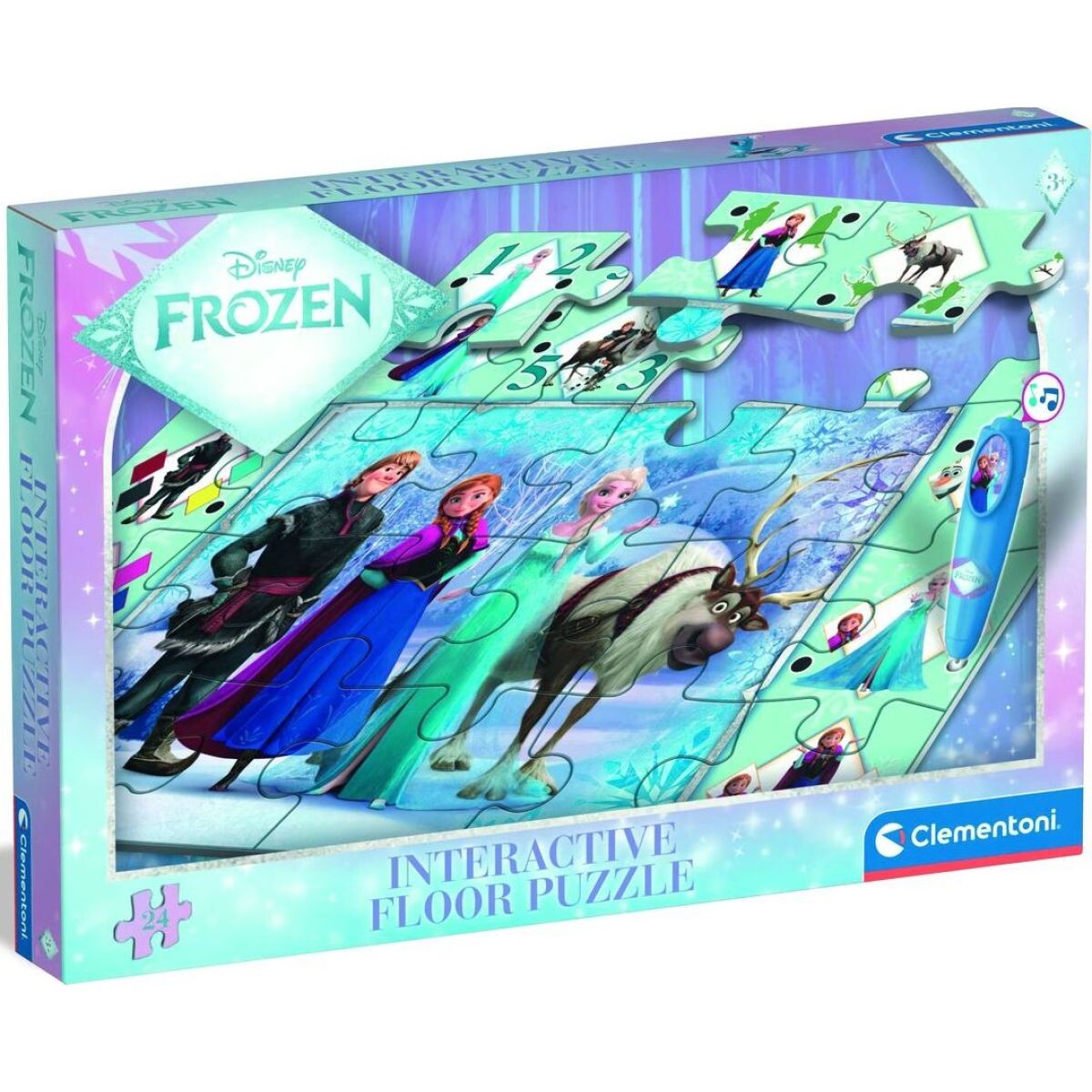 Clementoni Podlahové puzzle s interaktívnym perom Ľadové kráľovstvo