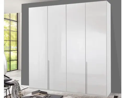 Šatníková skriňa New York D, 180 cm, biela / biely lesk%