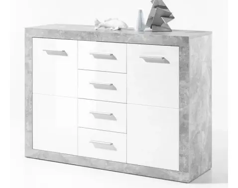 Komoda Stone 117 cm, betón/biela%