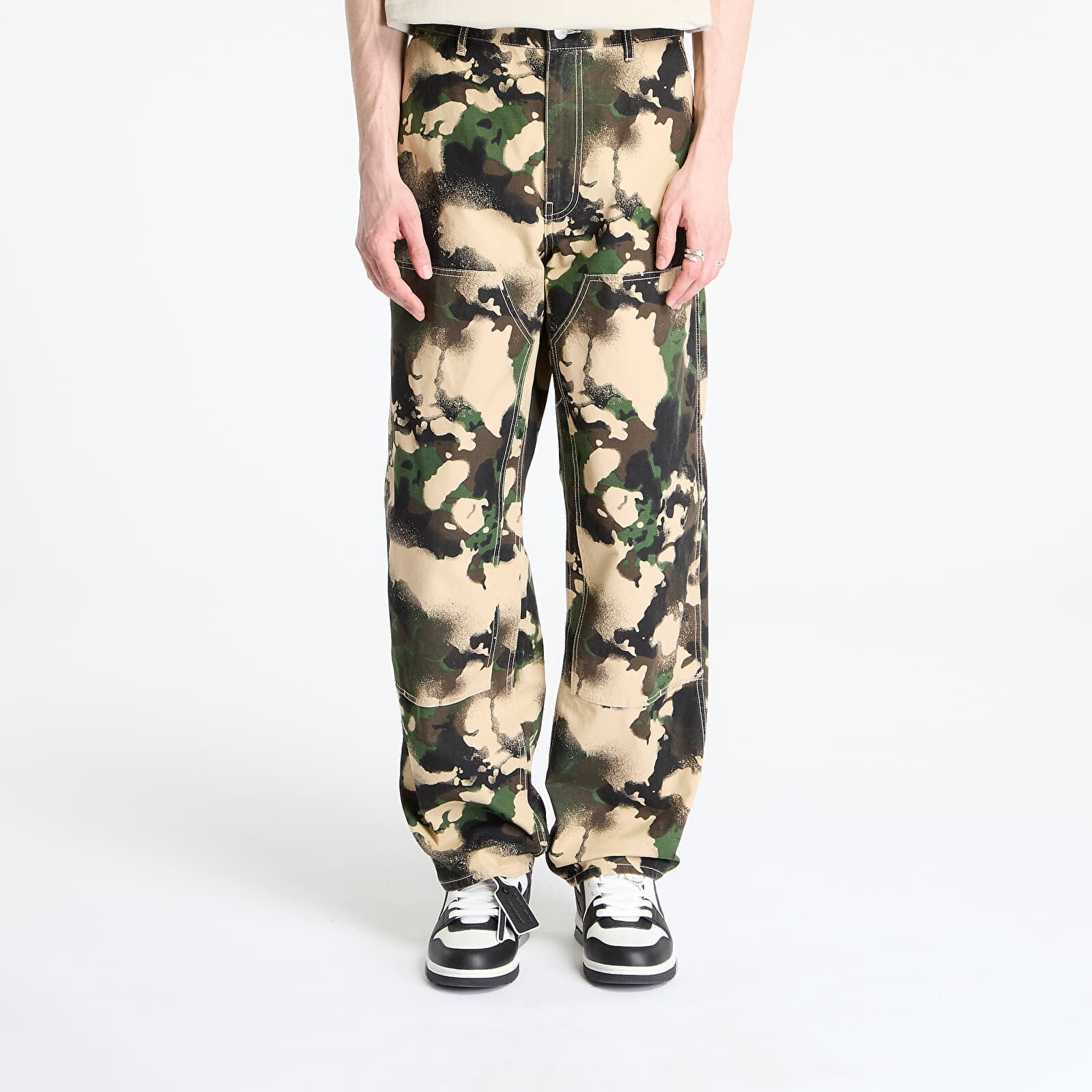 Kalhoty A BATHING APE Map Camo Relaxed Fit Work Pants UNISEX Green L