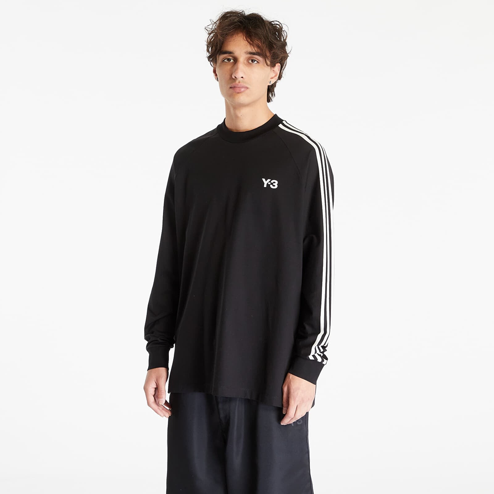 Tričko Y-3 3-Stripes Long Sleeve Tee UNISEX Black/ Off White XXL