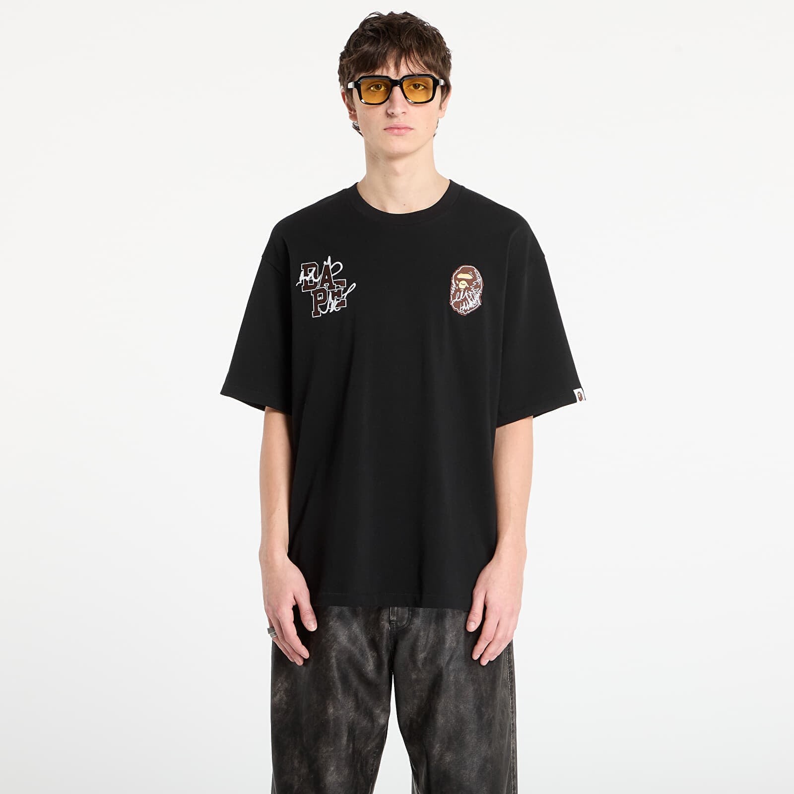 Tričko BAPE® x FOOTSHOP - Scribble Logo Tee Black XL