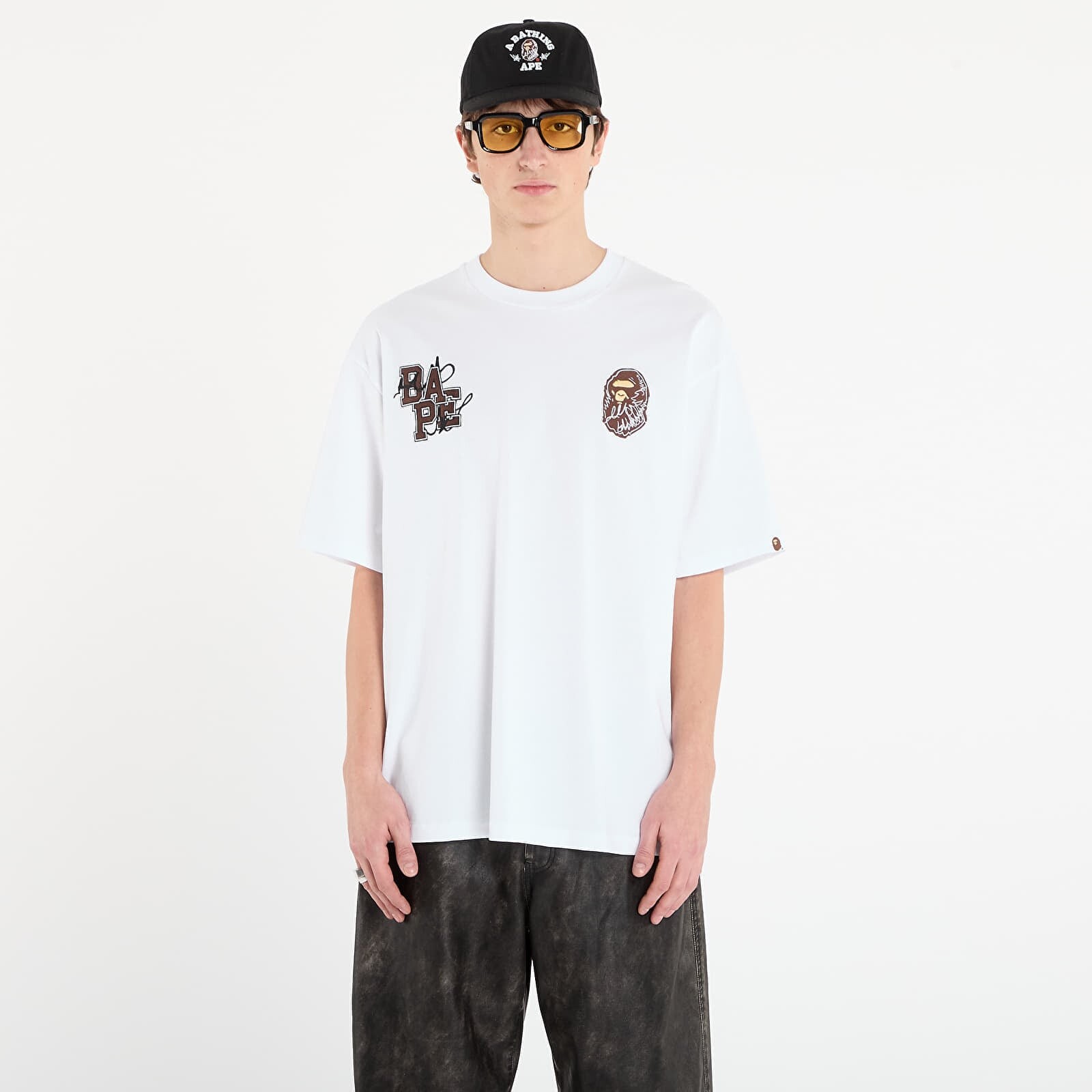 Tričko BAPE® x FOOTSHOP - Scribble Logo Tee White S