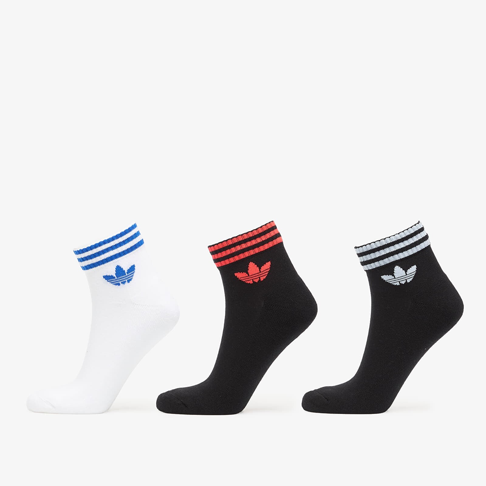 Ponožky adidas 3S Ankle Socks 3-Pack Black/ White/ Lucid Red L