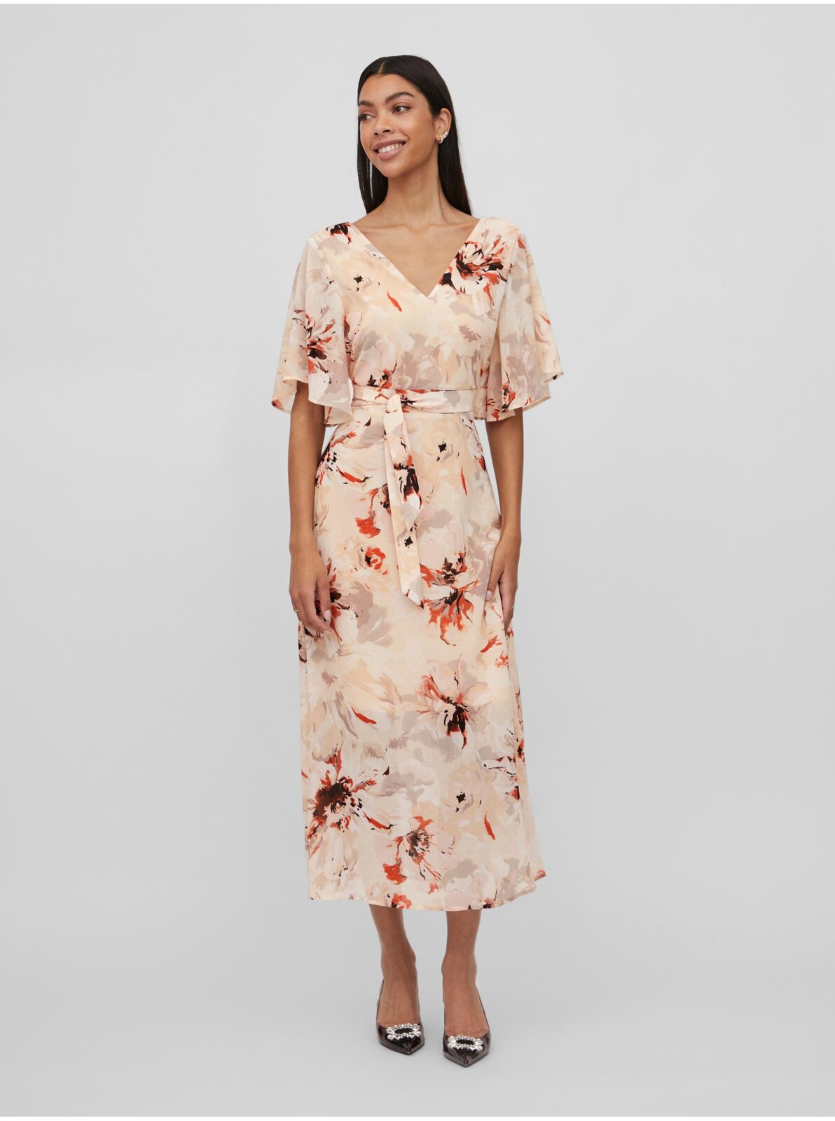 Vila Clothes kvetinové maxi šaty