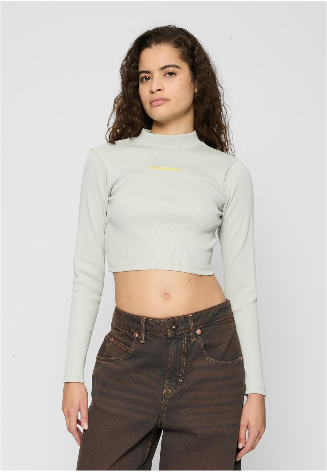 Rocawear sivý crop top s dlhým rukávom