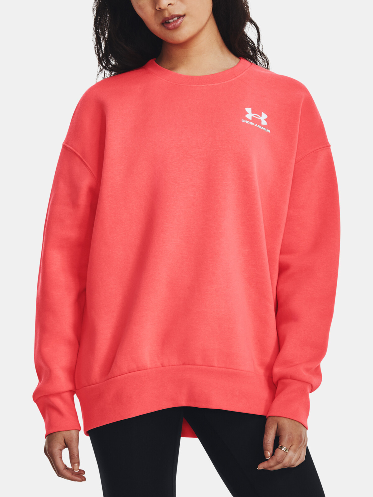 Červená mikina Under Armour Essential Flc OS Crew