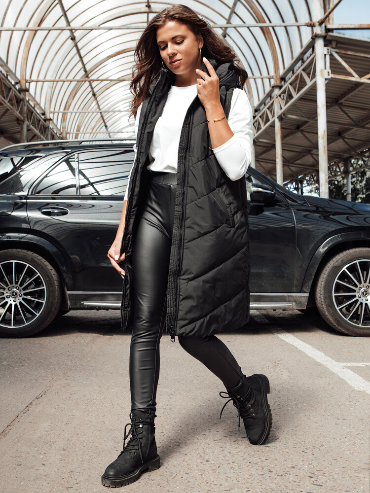 Dlhá čierna dámska vesta LIDMAN