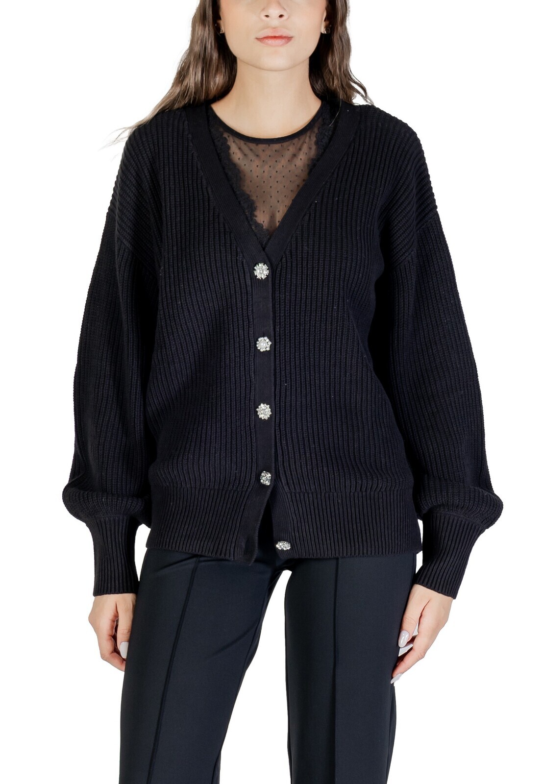 Čierny kardigan Guess s výstrihom do V