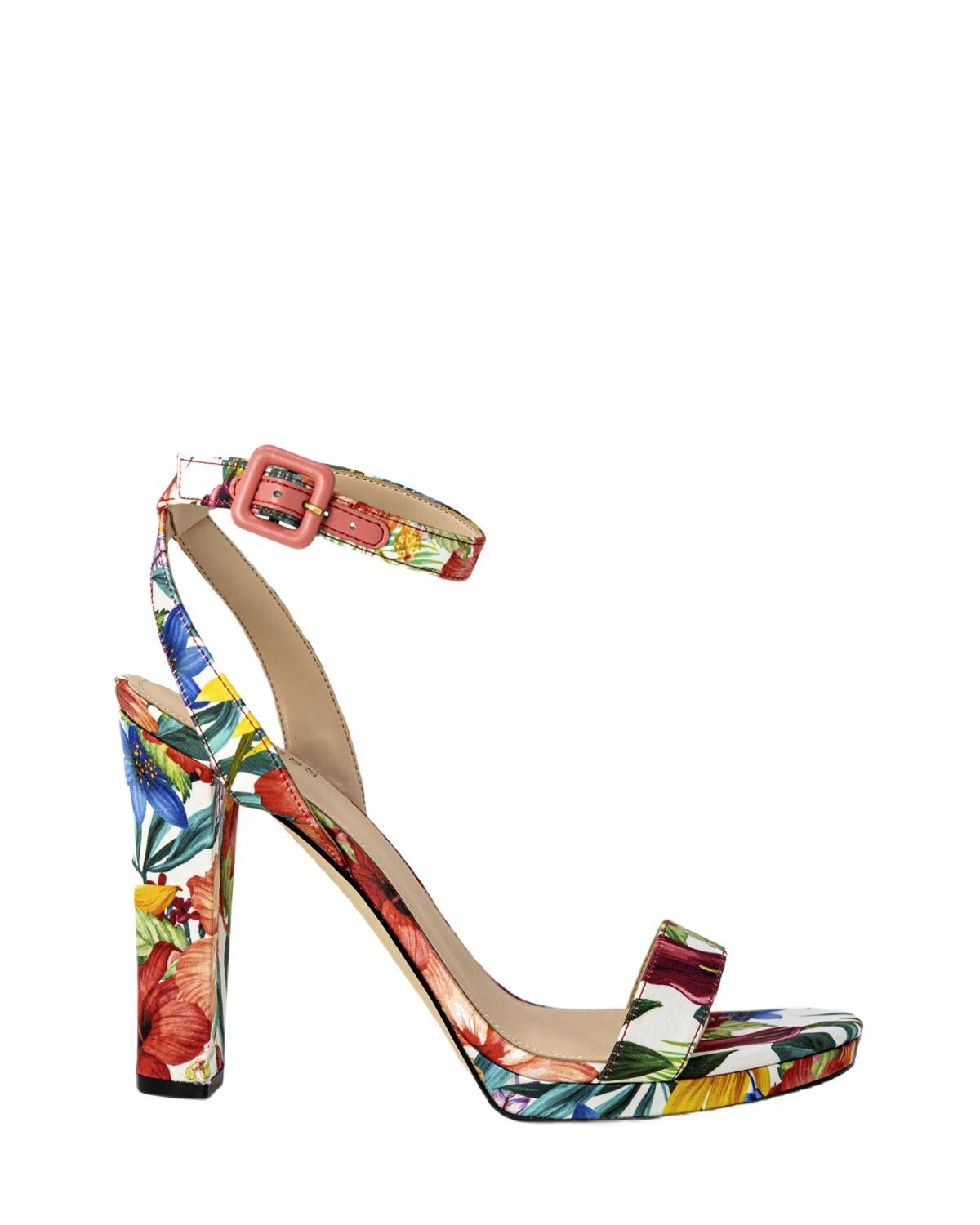 Kvetinové sandále Guess na podpätku