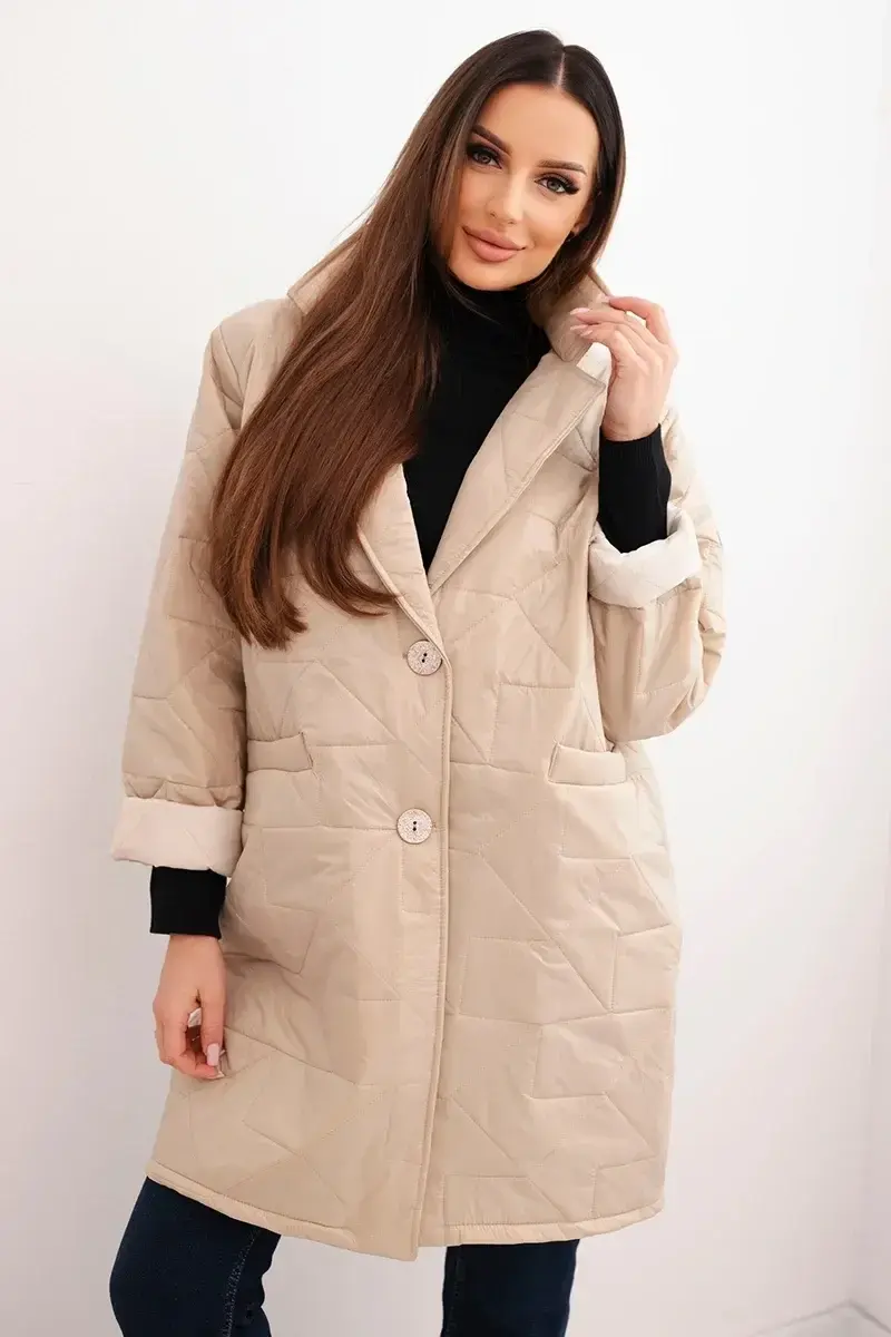 Dámska plus size prešívaná bunda s ozdobnými gombíkmi