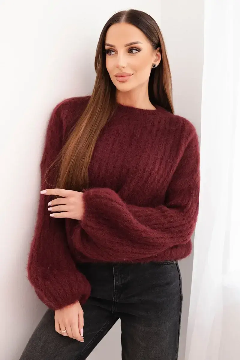 Dámsky mohair sveter s balónovými rukávmi