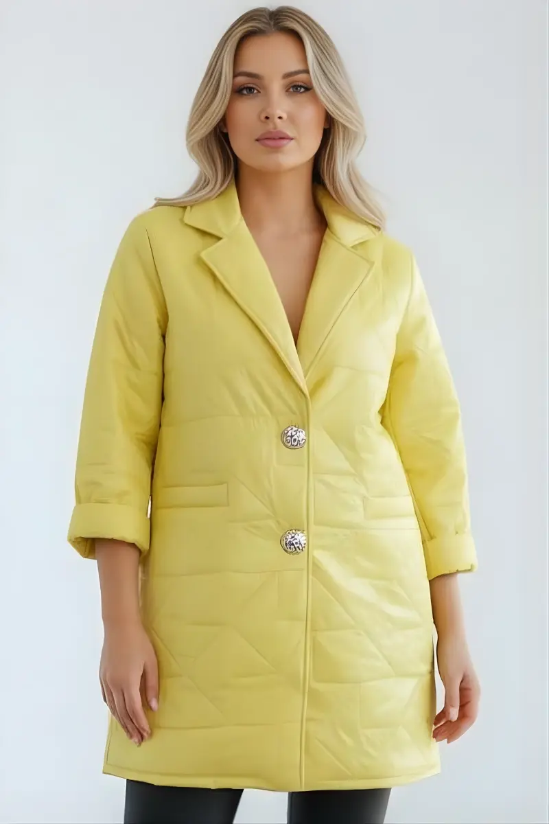 Žltá prešívaná bunda Kesi Plus Size