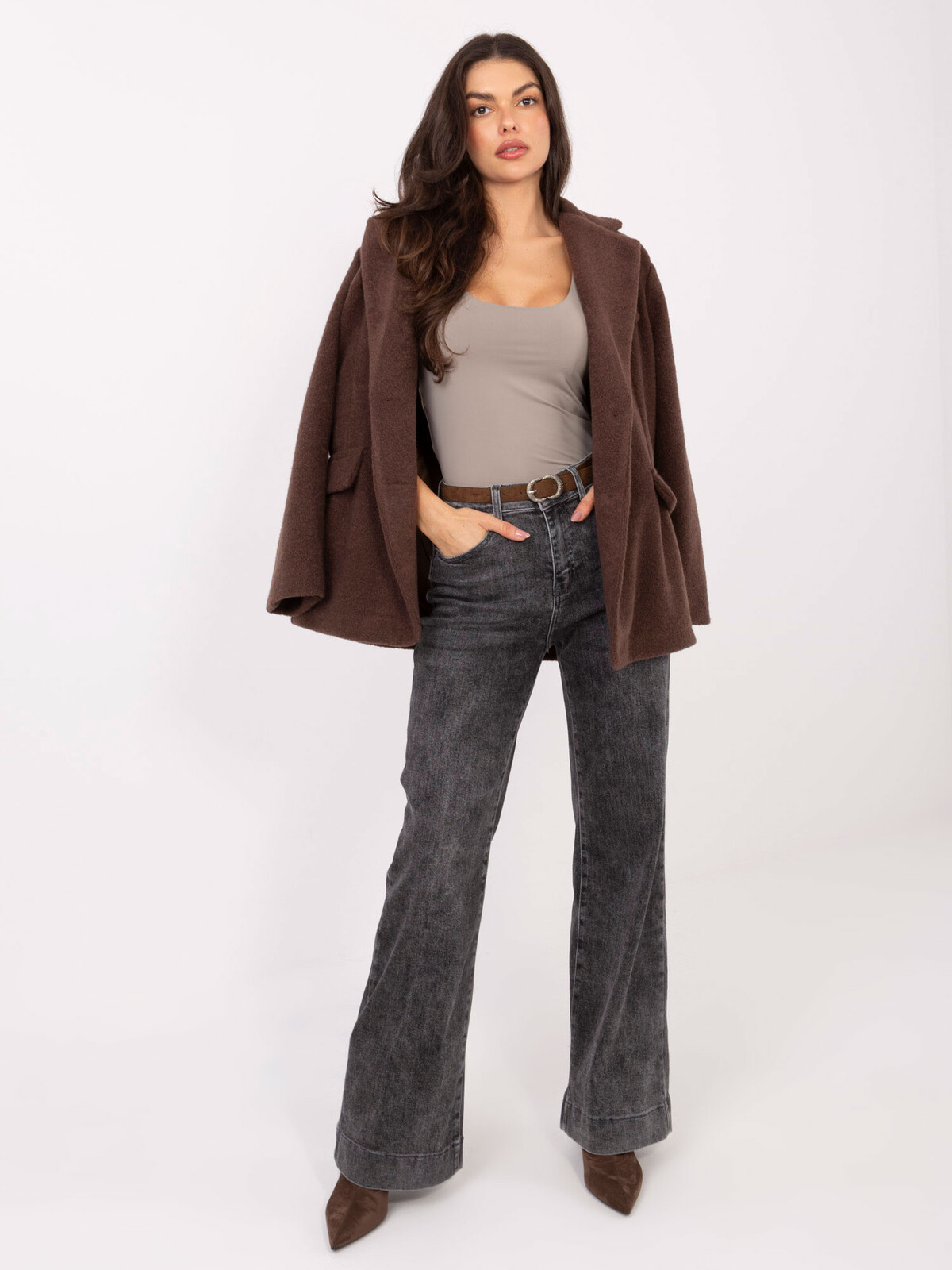 Dámsky top na ramienka, tmavobéžový