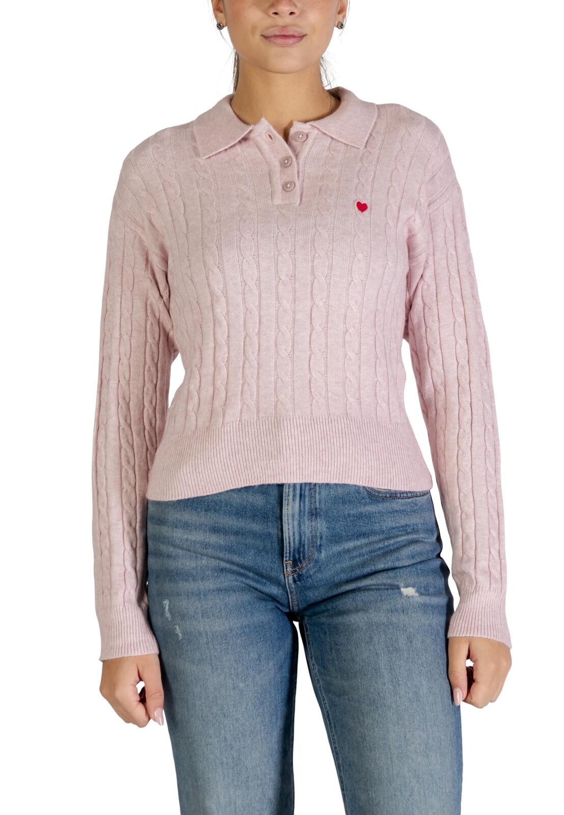 Ružový sveter Only s golierom