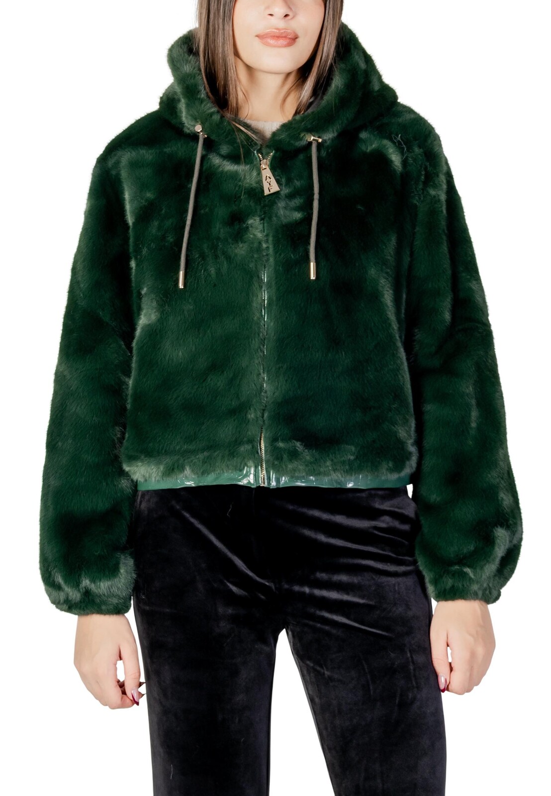 Zelená prešívaná bunda s kapucňou