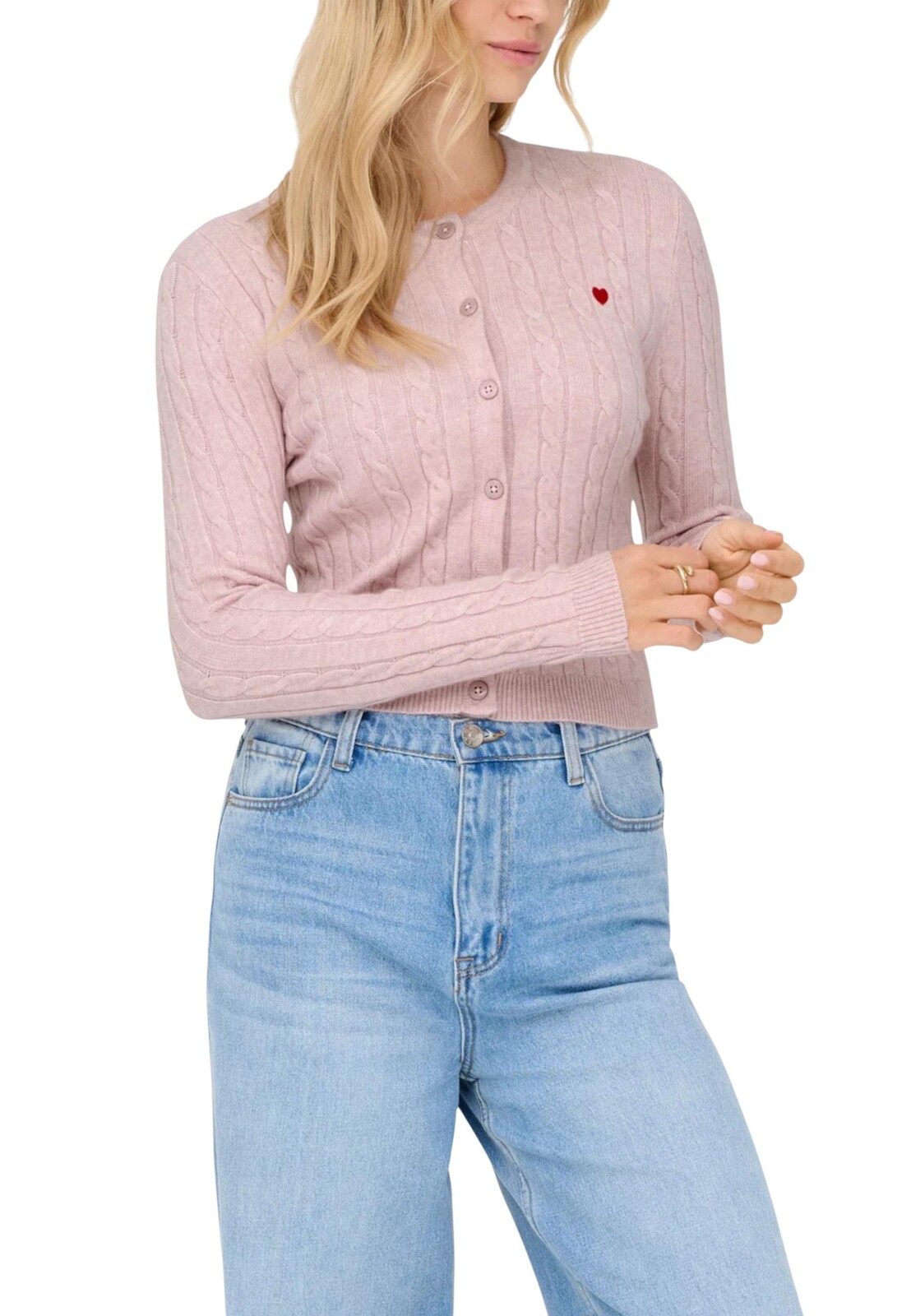 Ružový pletený kardigan Only