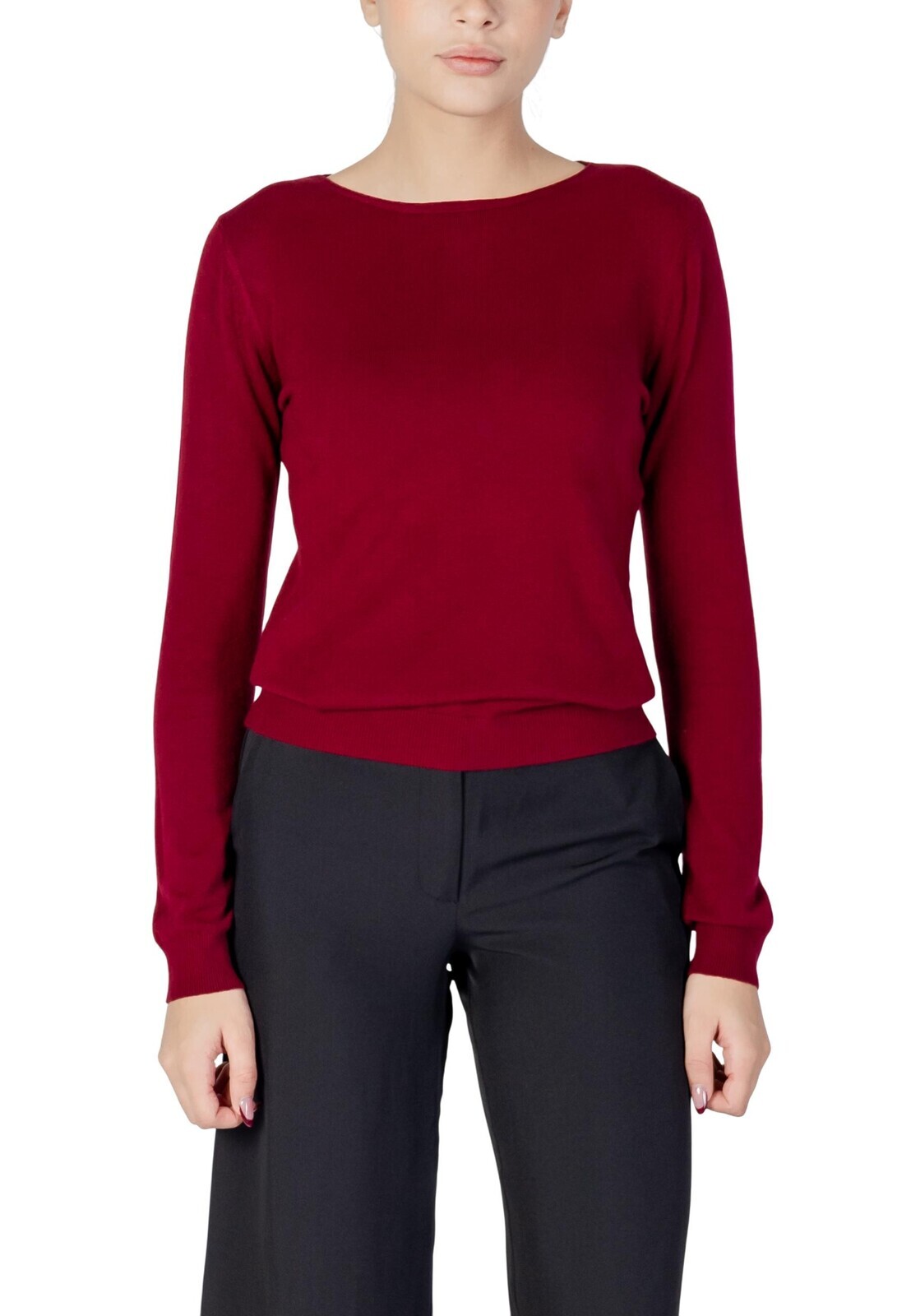 Červený dámsky sveter s dlhým rukávom