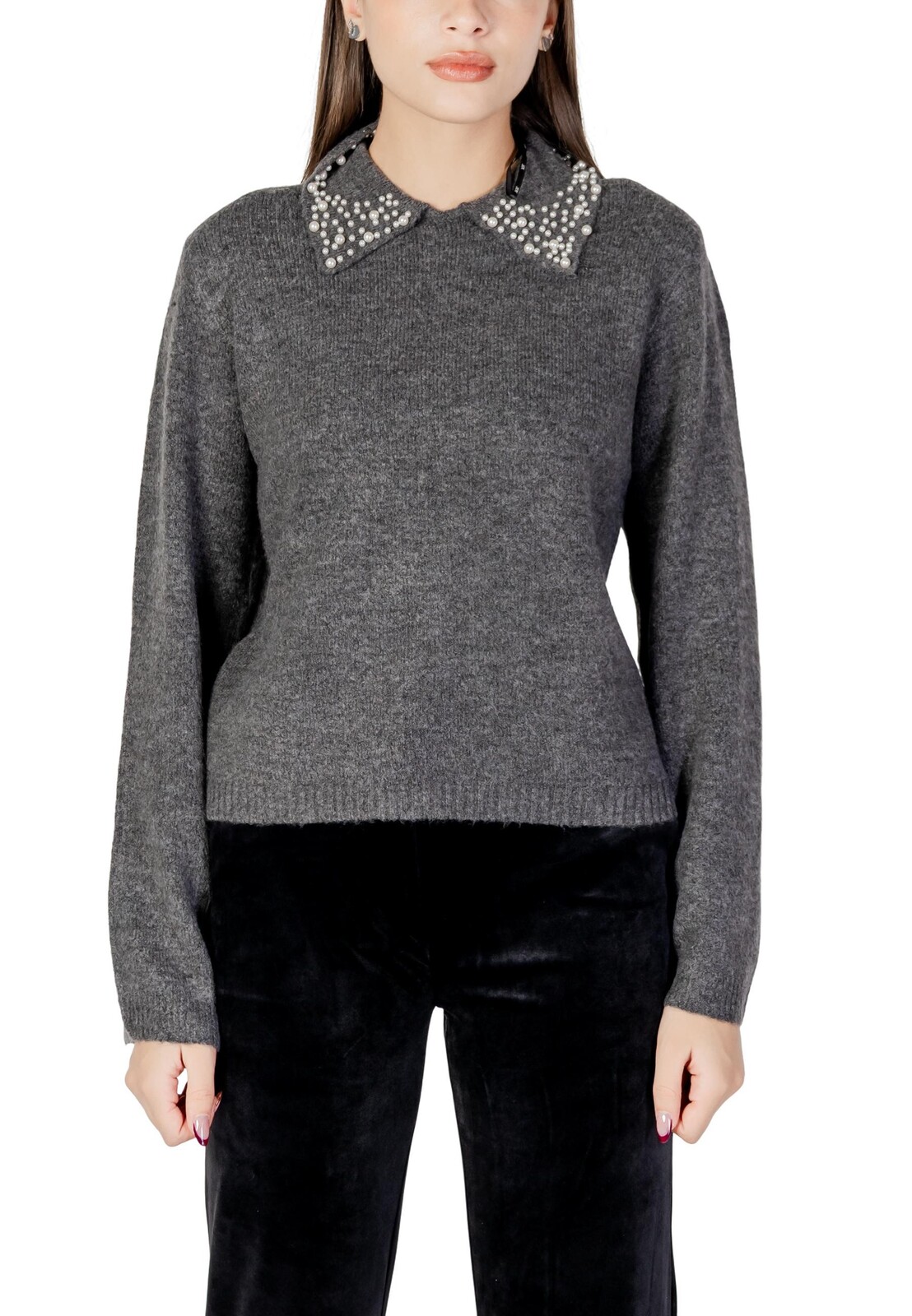 Jacqueline De Yong sveter s ozdobným golierom