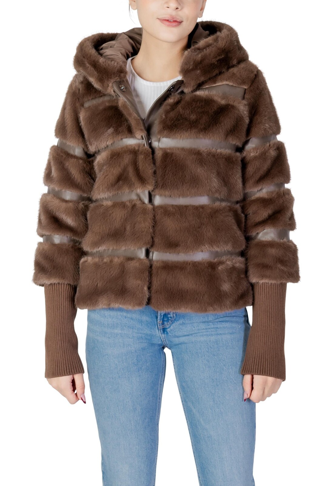 Hnedá zimná bunda s kapucňou