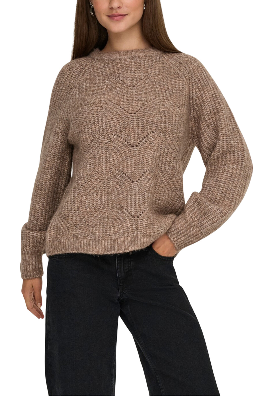 Hnedý pletený sveter Only