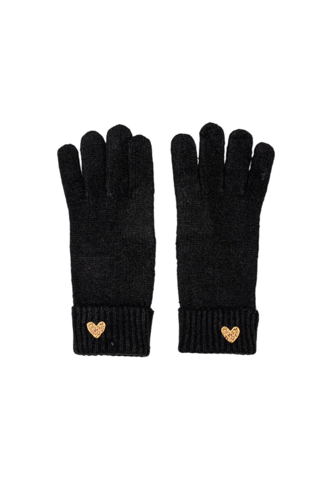 Čierne rukavice Pieces s ozdobným srdiečkom
