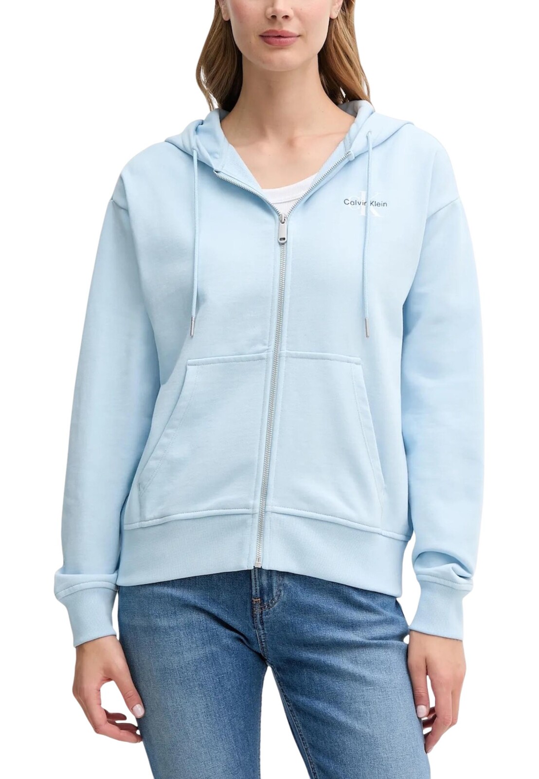 Calvin Klein Jeans modrá mikina s kapucňou