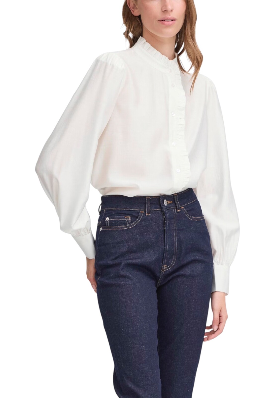 Biela blúzka Ichi s dlhými rukávmi